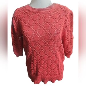 DR2 Y2K Coral Knit Short Sleeve Sweater Blouse Medium